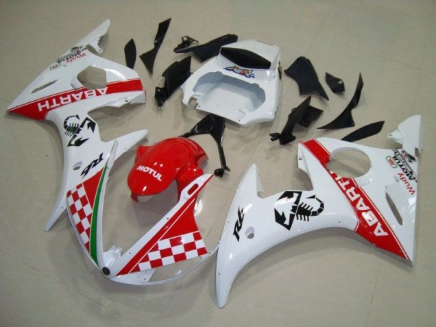 Rojo Blanco ABS Moto Plástico Yamaha R6 03-05 Rojo Blanco ABS Moto Plástico Yamaha R6 03-05