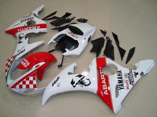 Rojo Blanco ABS Moto Plásticos Yamaha R6 03-05 Rojo Blanco ABS Moto Plásticos Yamaha R6 03-05