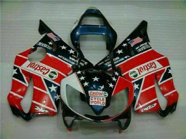 Rojo Blanco Azul Castrol Cycle World Carenado Moto Honda CBR 600 F4i 01-03 Rojo Blanco Azul Castrol Cycle World Carenado Moto Honda CBR 600 F4i 01-03