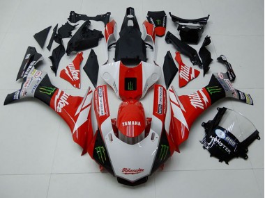 Rojo Blanco Monster Carenado Moto Yamaha R1 15-19
