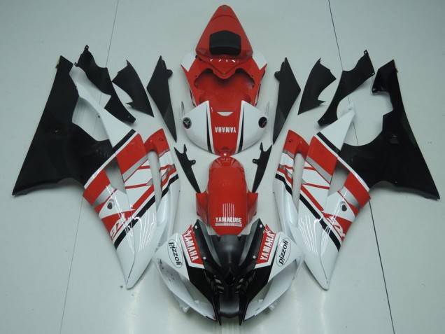 Rojo Blanco Negro Moto Plástica Yamaha R6 08-16 Rojo Blanco Negro Moto Plástica Yamaha R6 08-16