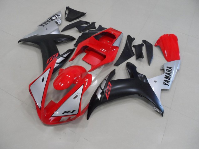 Rojo Mate Plata Carenado Moto Yamaha R1 02-03