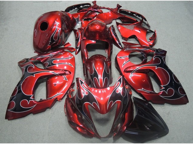 Rojo Negro Llama Carenado Moto Suzuki GSXR 1300 Hayabusa 08-19 Rojo Negro Llama Carenado Moto Suzuki GSXR 1300 Hayabusa 08-19