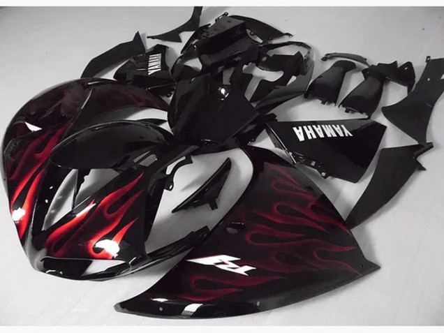 Rojo Negro Llama Carenado Moto Yamaha R1 09-11 Rojo Negro Llama Carenado Moto Yamaha R1 09-11