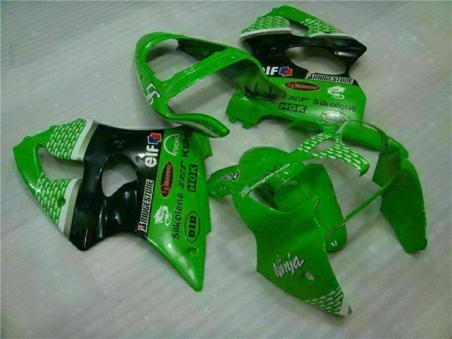 Verde Negro ABS Carenado Motocicleta Kawasaki ZX6R 00-02