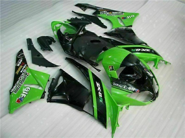 Verde Negro ABS Moto Plástico Kawasaki ZX6R 09-12 Verde Negro ABS Moto Plástico Kawasaki ZX6R 09-12