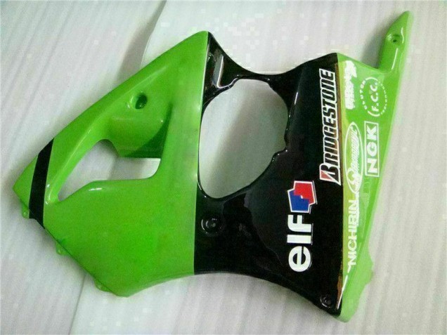 Verde Negro Inyección Kit Carenado Moto Kawasaki ZX6R 00-02