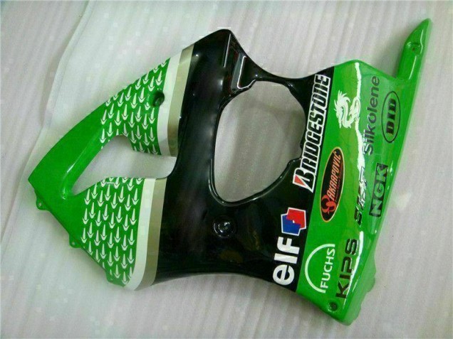 Verde Negro Kit ABS Carenado Motocicleta Kawasaki ZX6R 00-02