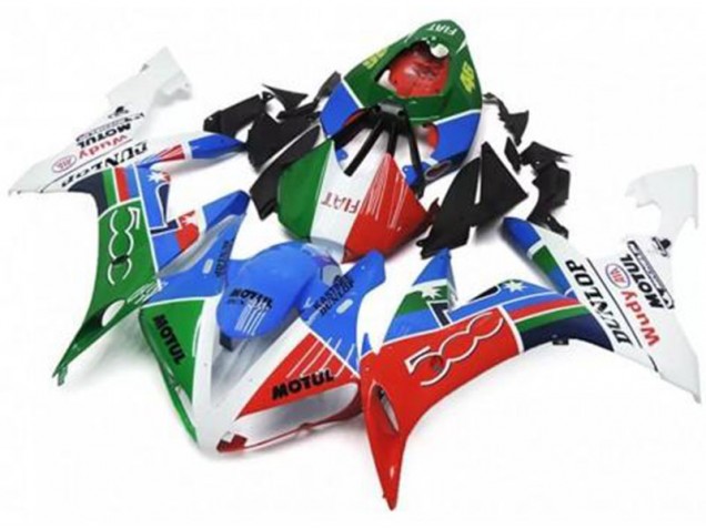 Verde Rojo Azul Blanco Carenado Moto Yamaha R1 04-06 Verde Rojo Azul Blanco Carenado Moto Yamaha R1 04-06